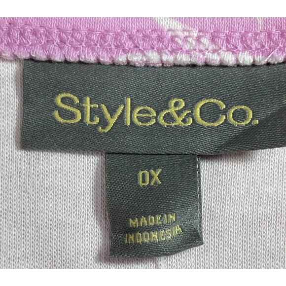 Style & Co Womens Floral Print Short Sleeve Tee OX Millie Pink Made In Indonesia - Picture 7 of 10